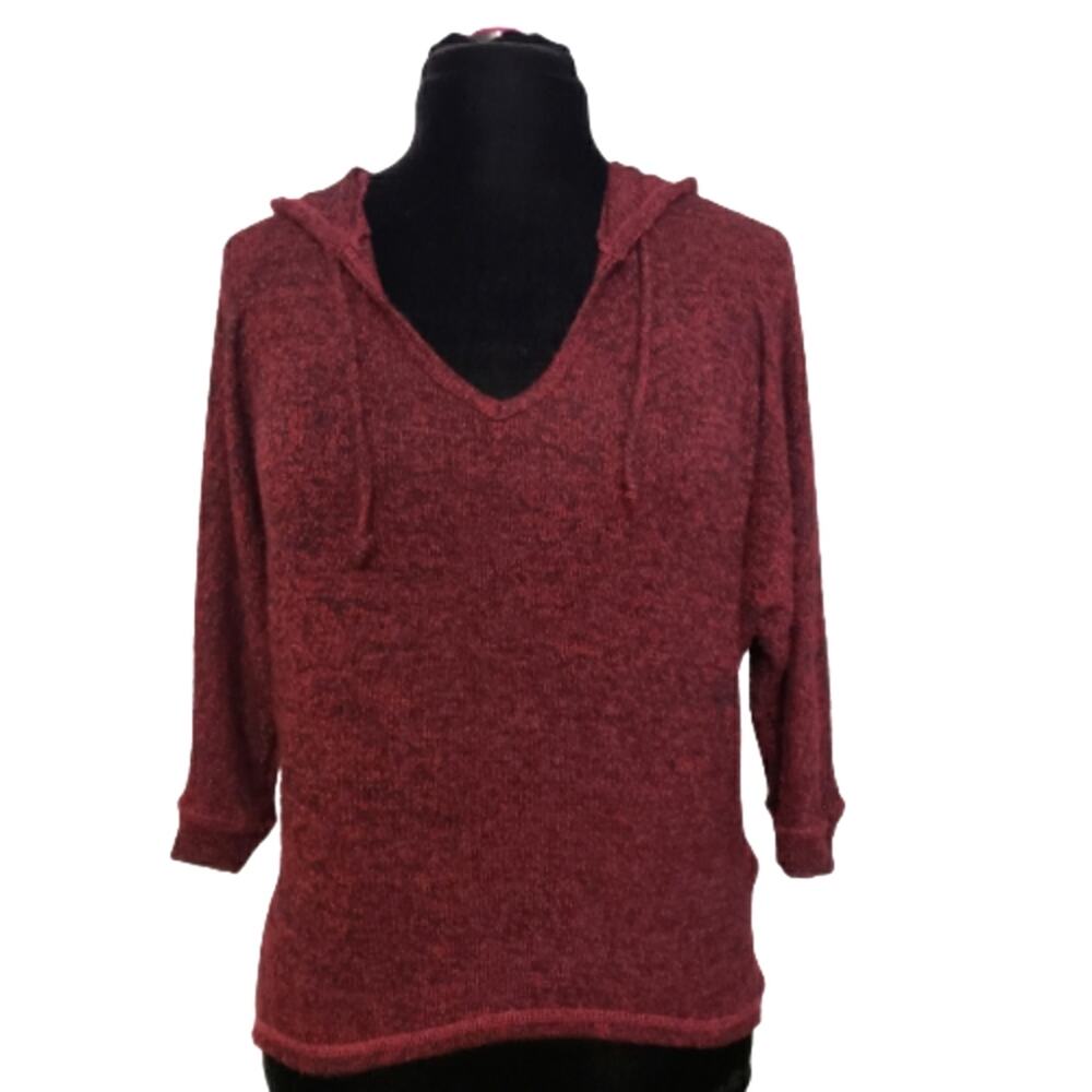 Moa Moa Sweater High Low 3/4 Dolman Sleeve Hooded Drawstring Hoodie XS Casual